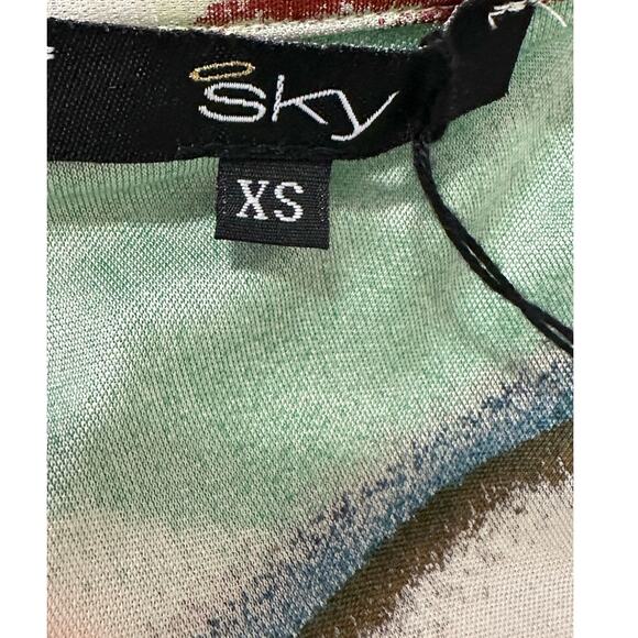 Sky vibrant colors silk 3/4 sleeves boho top size XS - Picture 3 of 14
